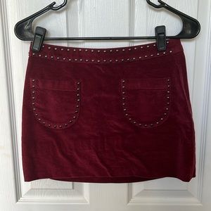 Studded velvet vintage mini skirt